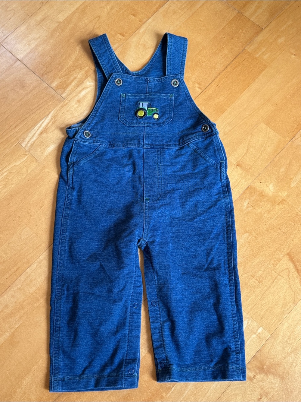 John Deere Tractor Overall Bibs Size 18 months Chambray Denim Comfy Casual Snap